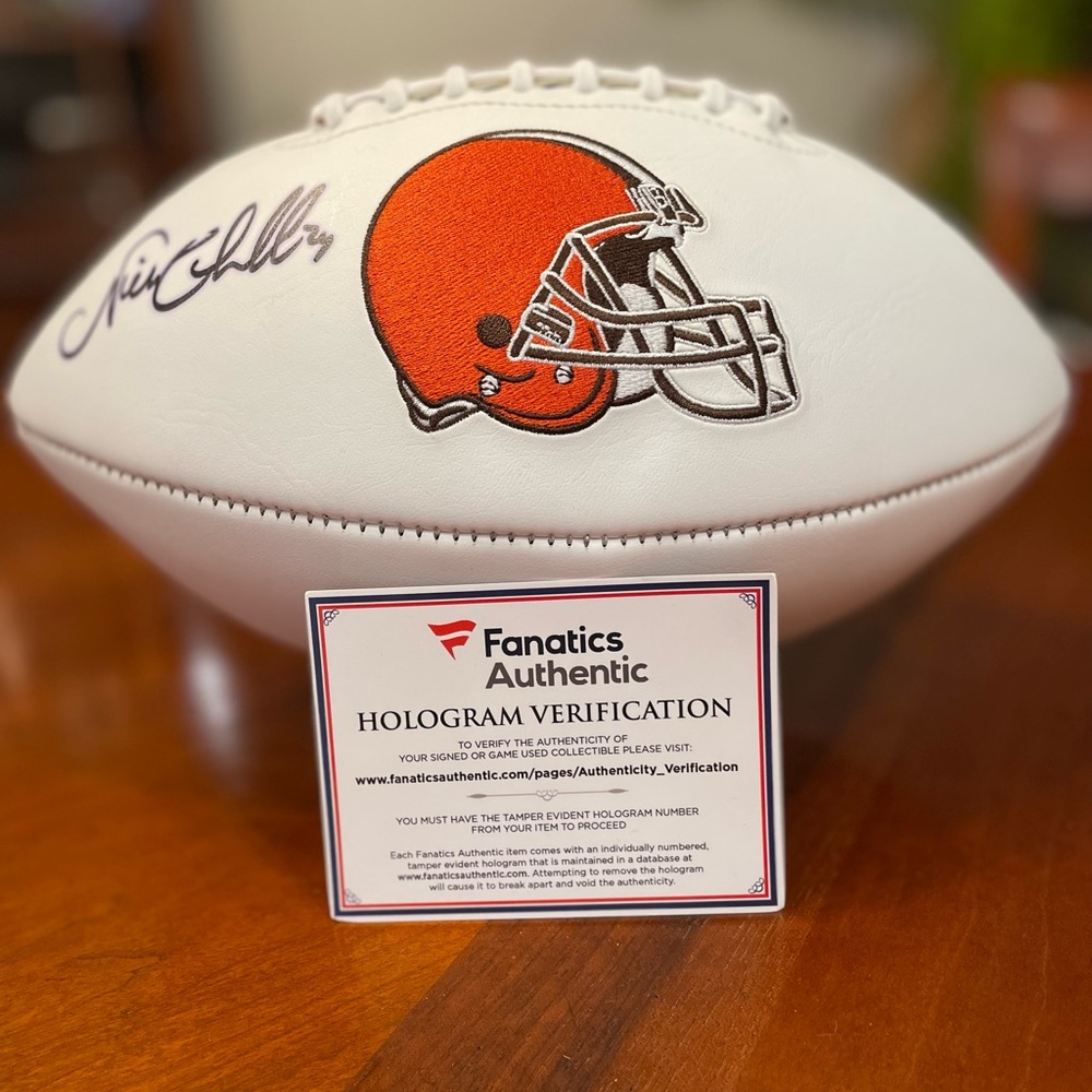 Nick Chubb, Browns 
Autographed White Panel Football - Picture 2 of 8